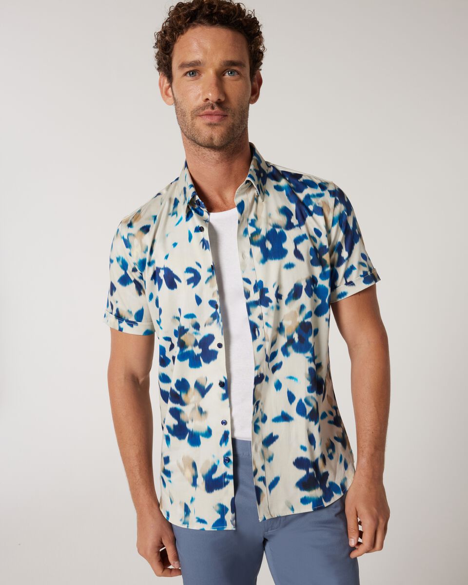 Regular Short Sleeve Abstract Floral Print Shirt